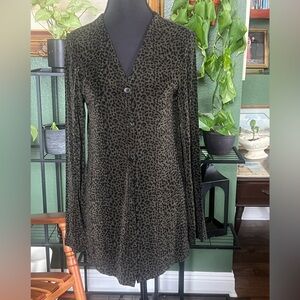 Carole Little Black and Brown Patterned Long Sleeve button down